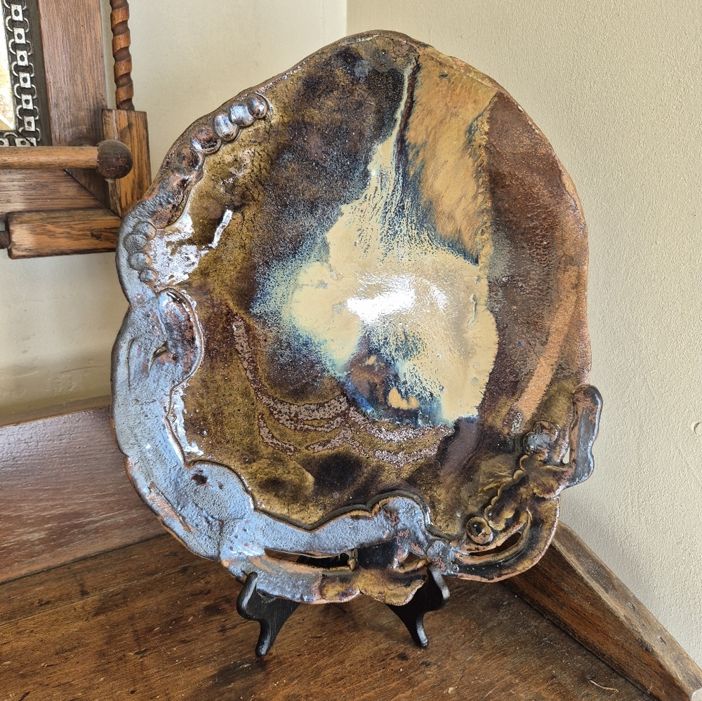 Abstract Studio Art Plate with Earth Tones